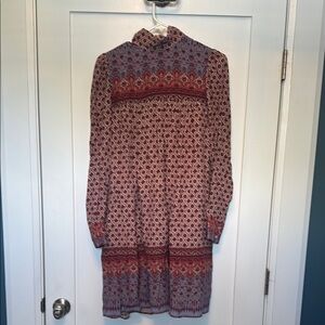 Vanessa Bruno Red and Orange Tiered Sweater Dress